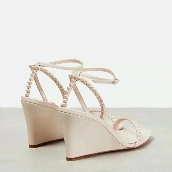 Christian Louboutin SO ME Wedge Sandal 42 11.5 12 Spike Stud Ankle Heels Leche - Picture 3 of 13